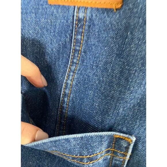 Zara Womens Slouchy High Waist Barrel Leg Button Zip Paneled Jeans Denim Pockets - Picture 10 of 14